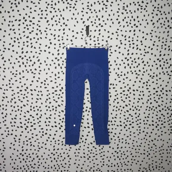 Lululemon Ebb To Street Sapphire Blue Snake Print Seamless Activewear Leggings - Picture 5 of 9